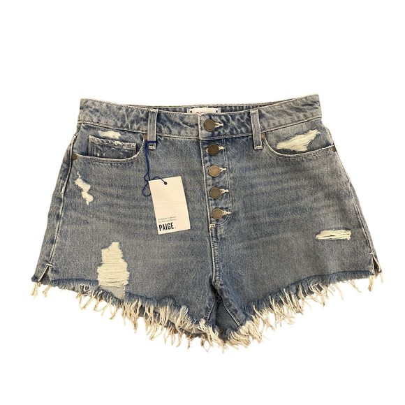 PAIGE Denim Short Size 28 Margot Distressed‎ Raw Hem with Iconic PAIGE whipstich - Picture 1 of 9